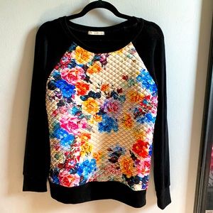 Black Sweater with floral pattern size large